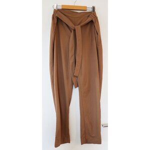 Reitmans Tapered-Leg High-Rise Pant w/ Sash Brown 12